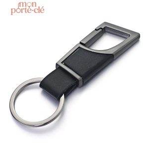 Mousqueton angulaire en cuir pour clés