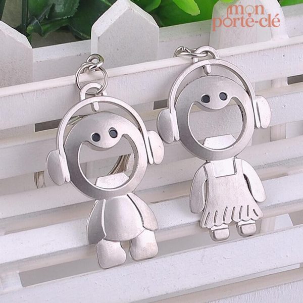 Décapsuleur porte-clé design DJ en acier