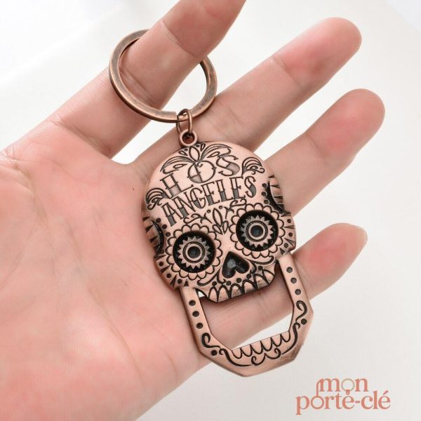 Porte-clé en acier, décapsuleur original Calavera