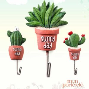 Porte-clé mural design cactus