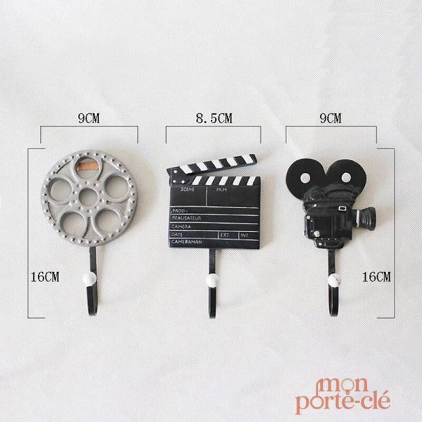 Accroche-clés mural avec motif cinéma élégant