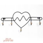 Patère Cœur design en métal pour clés