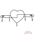 Porte-clé mural élégant en forme de cœur