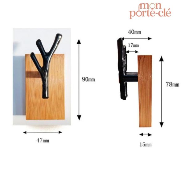 Patère design en bois, solution de rangement pour clés