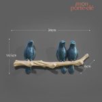 Patère murale originale avec oiseaux