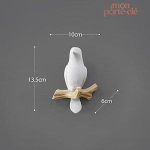 Patère murale avec motifs d'oiseaux