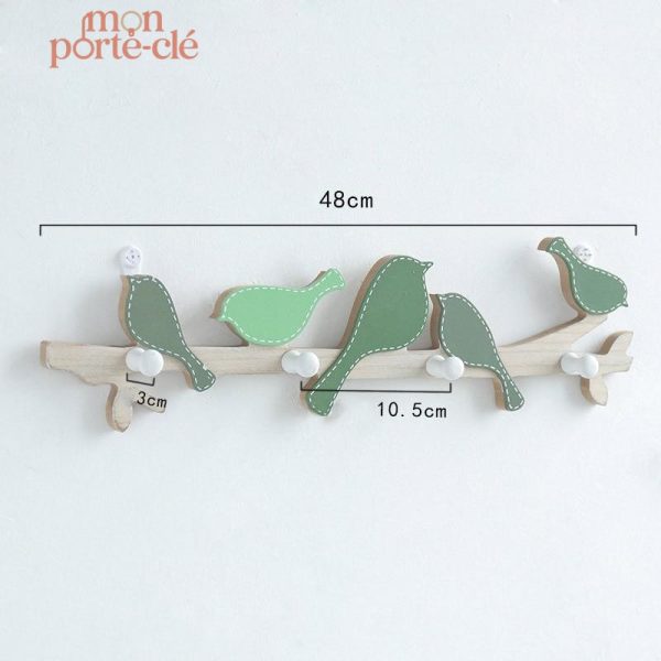 Patère en Bois Oiseau pour clés