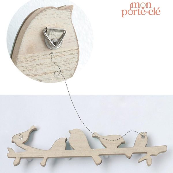 Patère Oiseau en Bois pour rangement clés