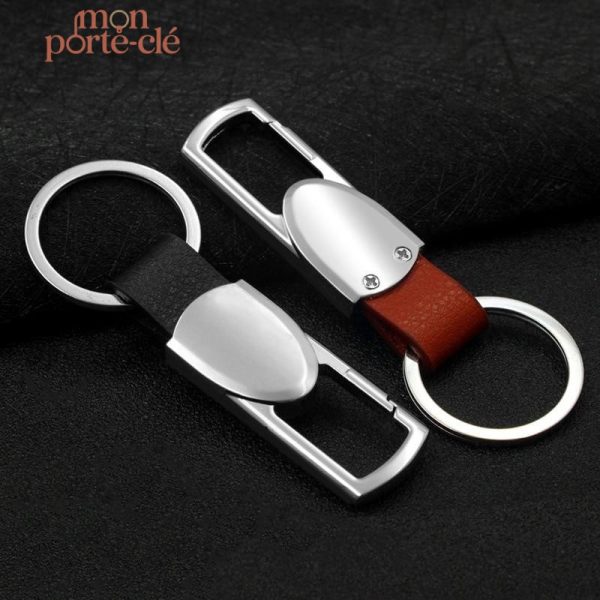 Porte-clé cuir avec design blason unique