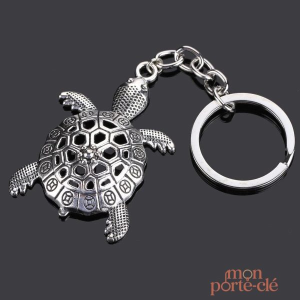 Petite tortue porte-clé en métal coloré