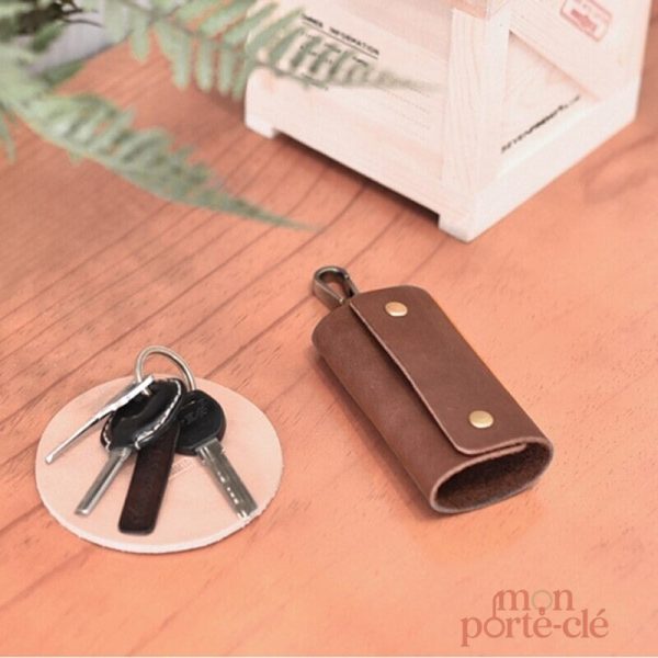 Pochette porte-clé chic en cuir authentique