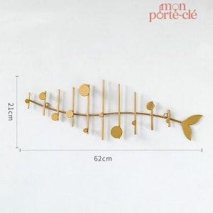 Porte-clé mural décoratif en forme de poisson stylisé