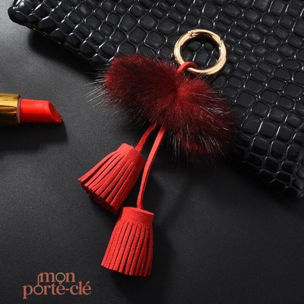 Porte-clé original avec pompon fluffy