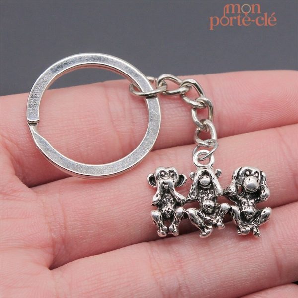 Porte-clé représentant les singes de la sagesse