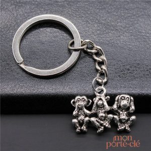 Porte-clé décoratif en forme de trois singes