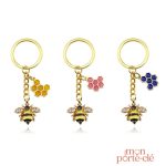 Porte-clé abeille en métal, design élégant
