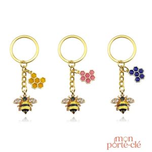 Porte-clé abeille en métal, design élégant