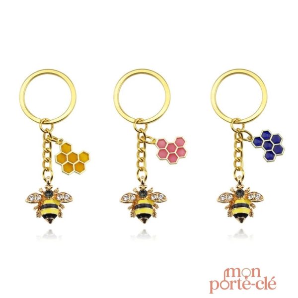 Porte-clé abeille en métal, design élégant