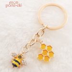 Porte-clé abeille doré, accessoire tendance