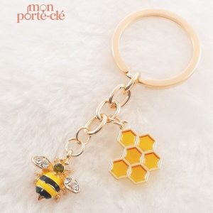 Porte-clé abeille doré, accessoire tendance