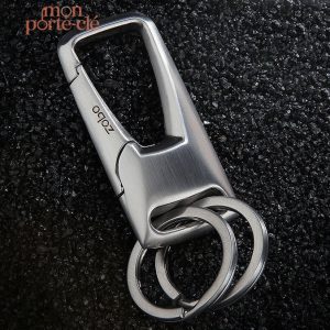 Porte-clé acier pour homme, accessoire élégant et pratique
