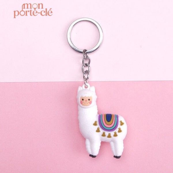 Porte-clé Alpaga en peluche douce et colorée