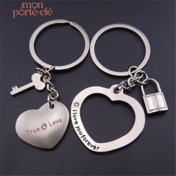 Porte-clé romantique pour couple, design élégant et unique