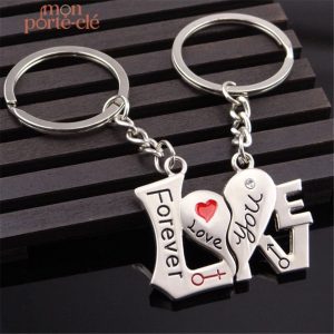 Porte-clé duo amoureux pour couple, symbole d'affection