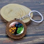 Porte-clé unique Arbre de Vie fait de bois