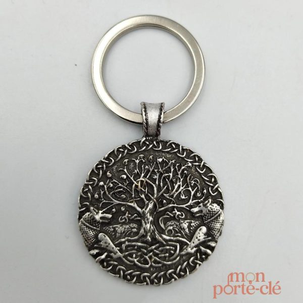 Porte-clé Arbre de Vie en acier nordique