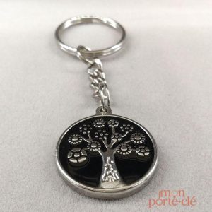 Porte-clé noir avec motif Arbre de Vie