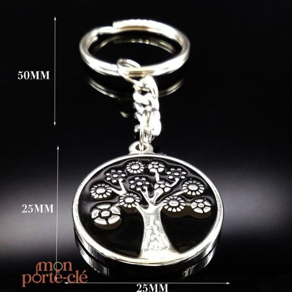 Porte-clé en métal noir Arbre de Vie