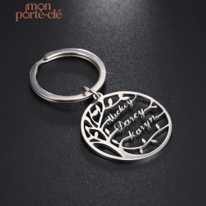 Porte-Clé en forme d'Arbre de Vie avec gravure personnalisée