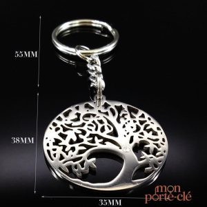 Porte-Clé Arbre de Vie, forme ronde raffinée