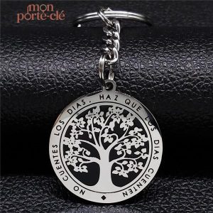 Porte-clé élégant avec motif arbre de vie