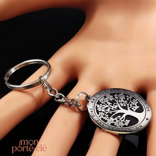 Accessoire porte-clé arbre de vie argenté
