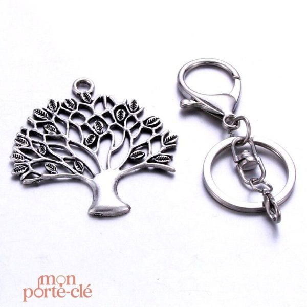 Porte-clé argenté avec motif Arbre de Vie