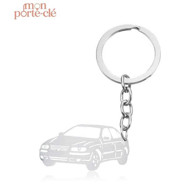 Porte-Clé Voiture Minimaliste Argent