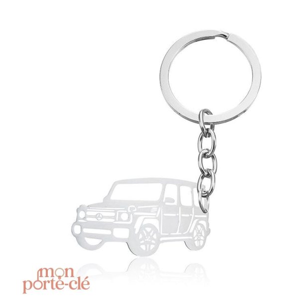 Porte-Clé Voiture Moderne en Argent