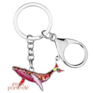 Porte-clé en forme de baleine, accessoire tendance et original