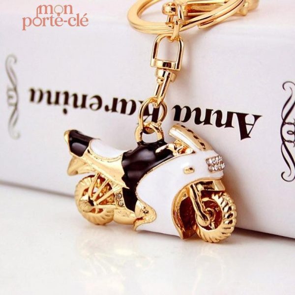 Porte-clé moto design élégant doré