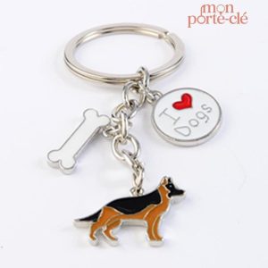 Porte-clé chien avec motif de Berger Allemand