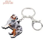 Porte-clé chien avec motif Berger Australien coloré