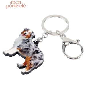 Porte-clé chien avec motif Berger Australien coloré