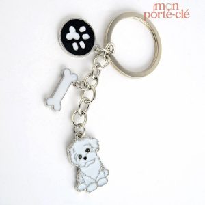 Porte-clé Bichon, accessoire pour les amoureux des chiens