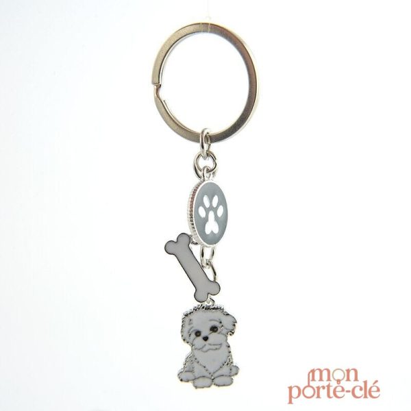 Porte-clé original Bichon, symbole de l'affection canine