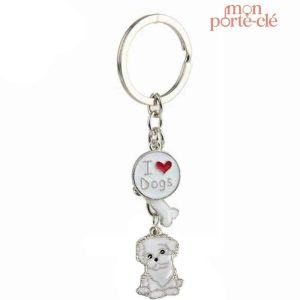 Porte-clé chien Bichon, accessoire pratique et tendance