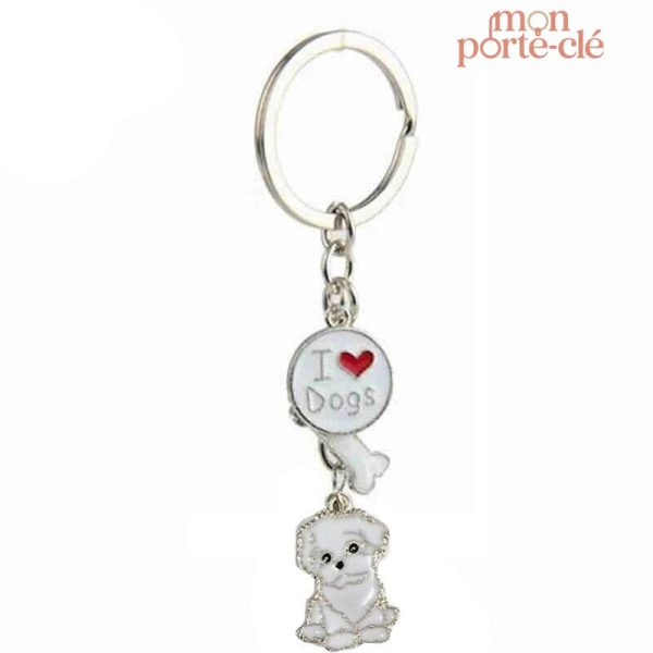 Porte-clé chien Bichon, accessoire pratique et tendance