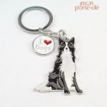 Porte-clé chien Border Collie en métal décoratif