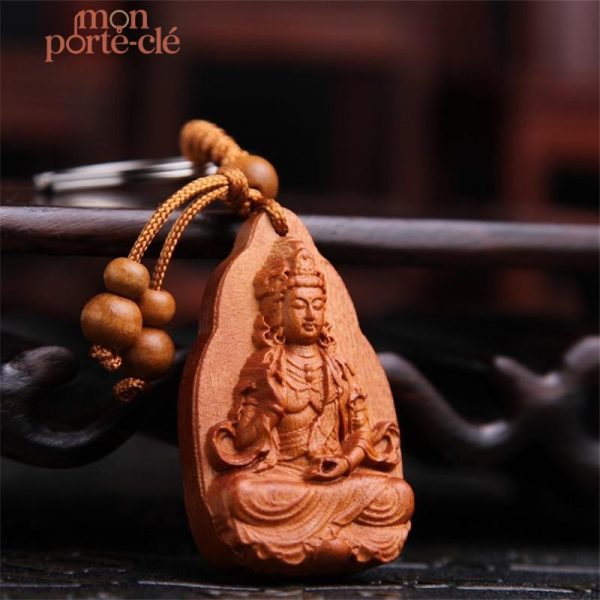 Porte-clé original avec motif Bouddha apaisant